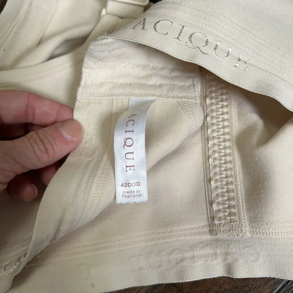 Cacique Unlined Full Coverage No Wire Bra 42DDD Cotton Blend Adjustable Tan